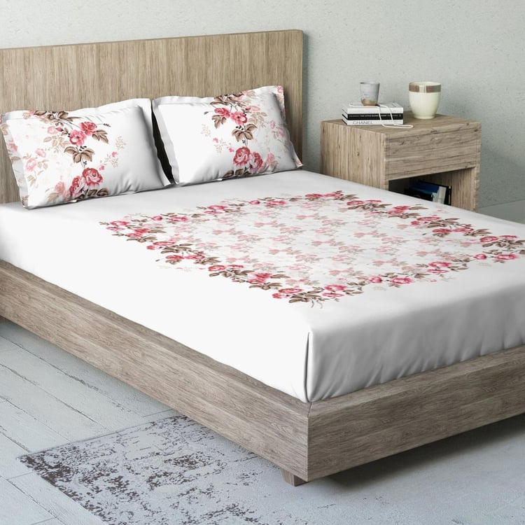 D'DECOR Stain Resistant Printed 3-Piece King-Size Bedsheet Set - 274 x 274 cm