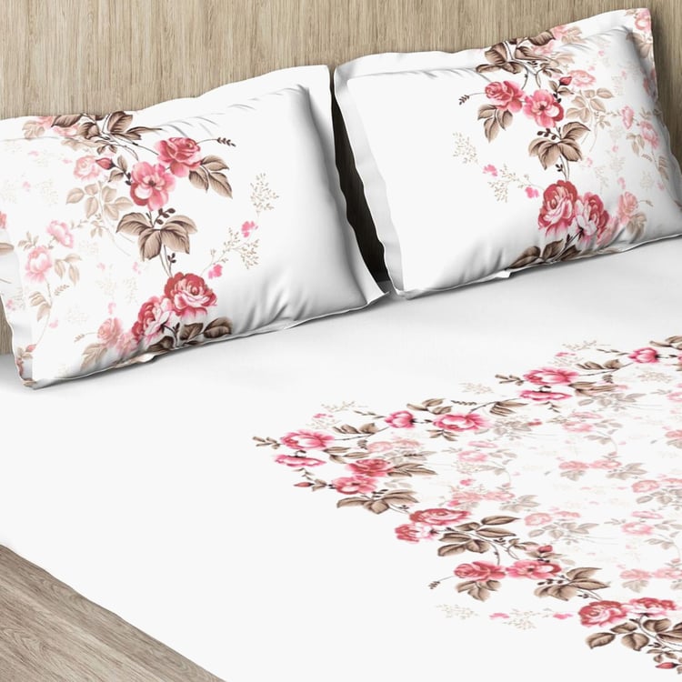 D'DECOR Stain Resistant Printed 3-Piece King-Size Bedsheet Set - 274 x 274 cm