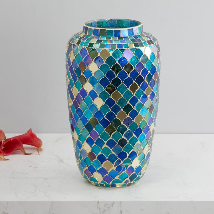 Splendid Feather Mosaic Curved Vase
