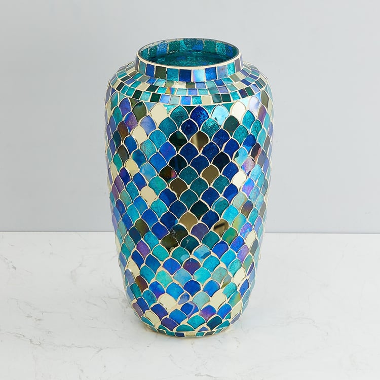 Splendid Feather Mosaic Curved Vase