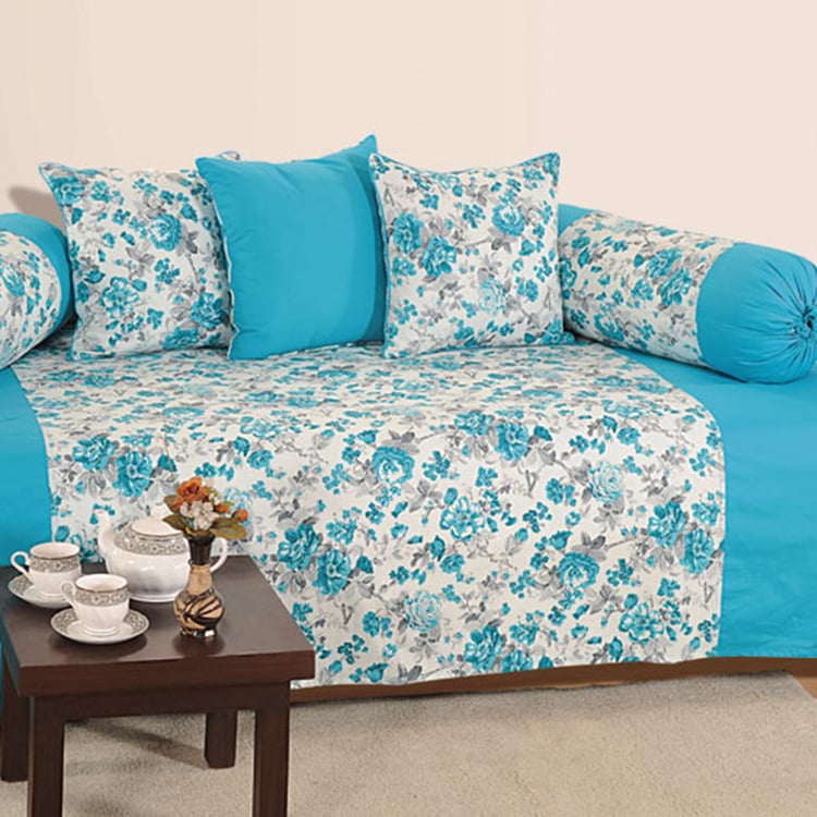 SWAYAM 6-Piece Floral Print Diwan Set - 152 x 228 cm