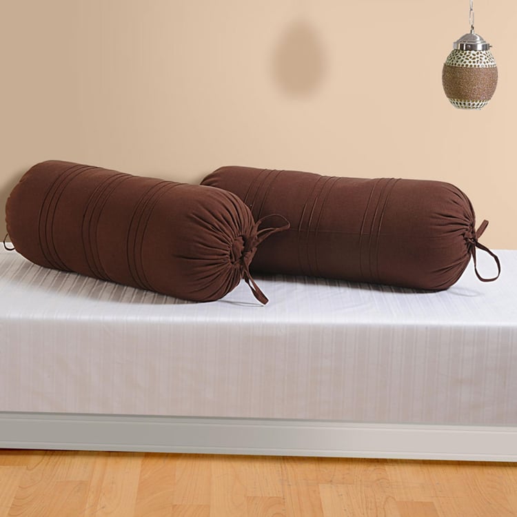 SWAYAM Solid Bolster Covers- Set of 2 - 38 X 76 cm