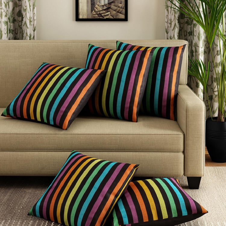 SWAYAM Striped Cushion Covers - Set of 5 - 60 X 60 cm