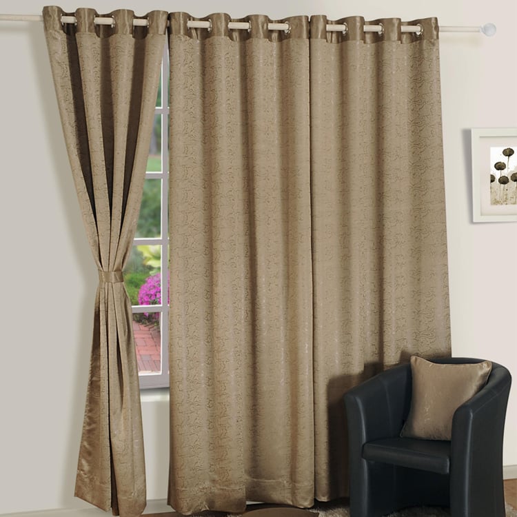 SWAYAM Paisley Jacquard Blackout Long Door Curtain - 121 X 274 cm