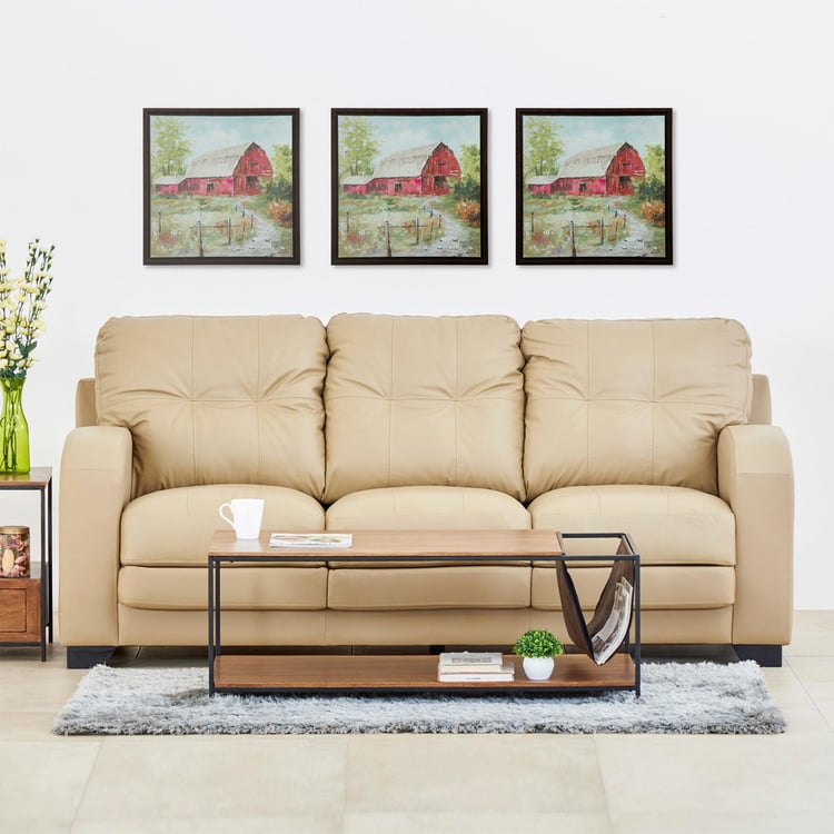 Vista Half Leather 3-Seater Sofa - Beige