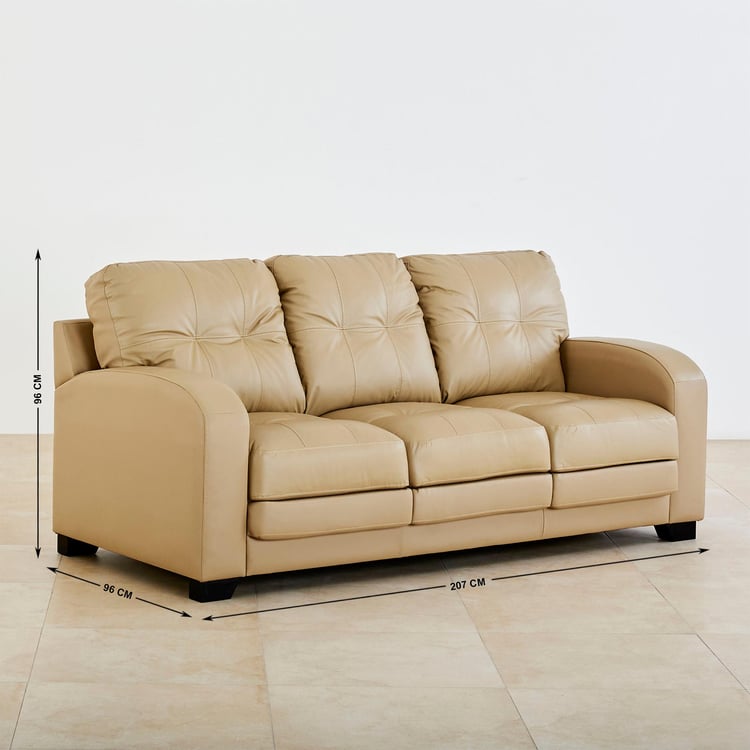 Vista Half Leather 3-Seater Sofa - Beige