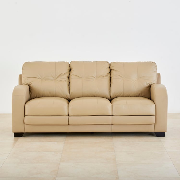 Vista Half Leather 3-Seater Sofa - Beige