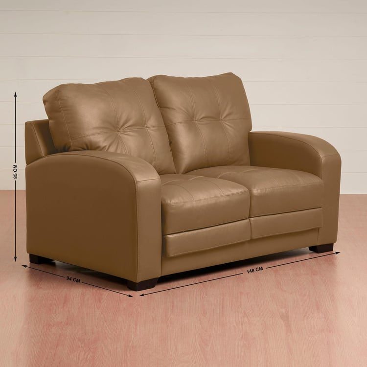 Vista Half Leather 2-Seater Sofa - Beige