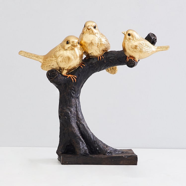 Leon Porcelain Birds Log Table Accent