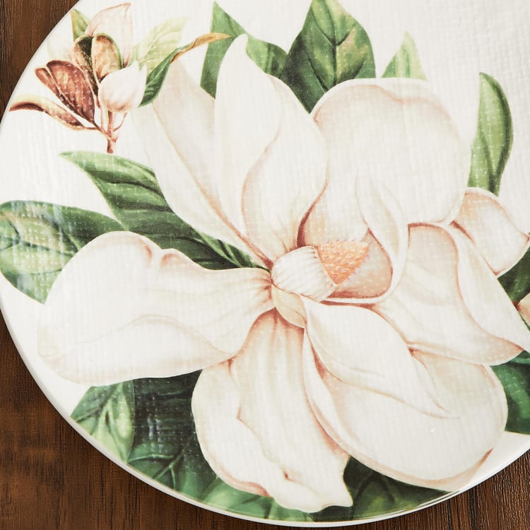 Magnolia Floral Side Plate - Ceramic - 23 m x 2 cm -Green