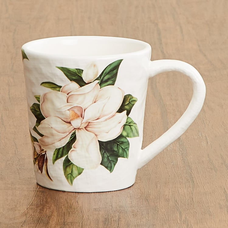 Magnolia Printed Mugs - Iron stone ( Stoneware) -550 ml -15 cm x 11 cm -Green