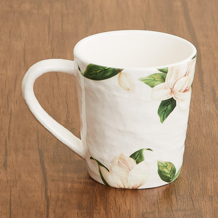 Magnolia Printed Mugs - Iron stone ( Stoneware) -550 ml -15 cm x 11 cm -Green