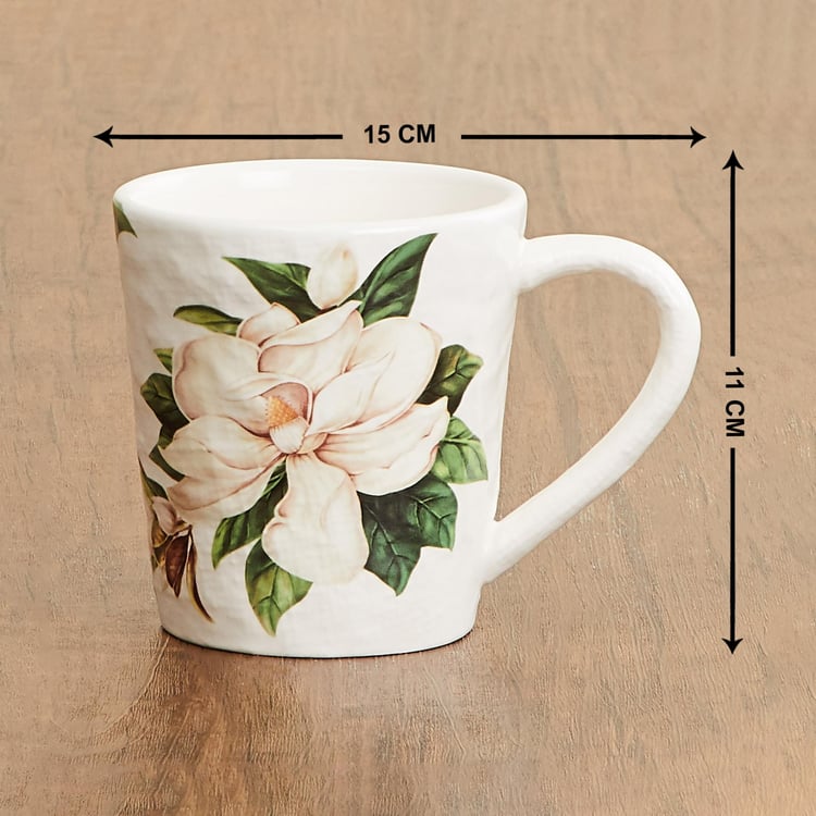 Magnolia Printed Mugs - Iron stone ( Stoneware) -550 ml -15 cm x 11 cm -Green