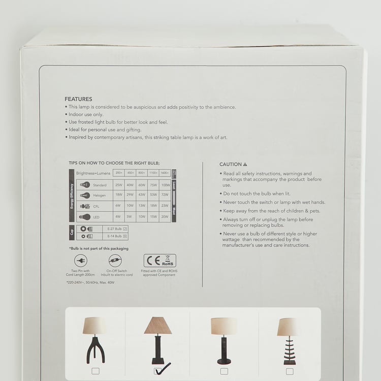 Ashoka-Tishan Textured Wooden Table Lamp
