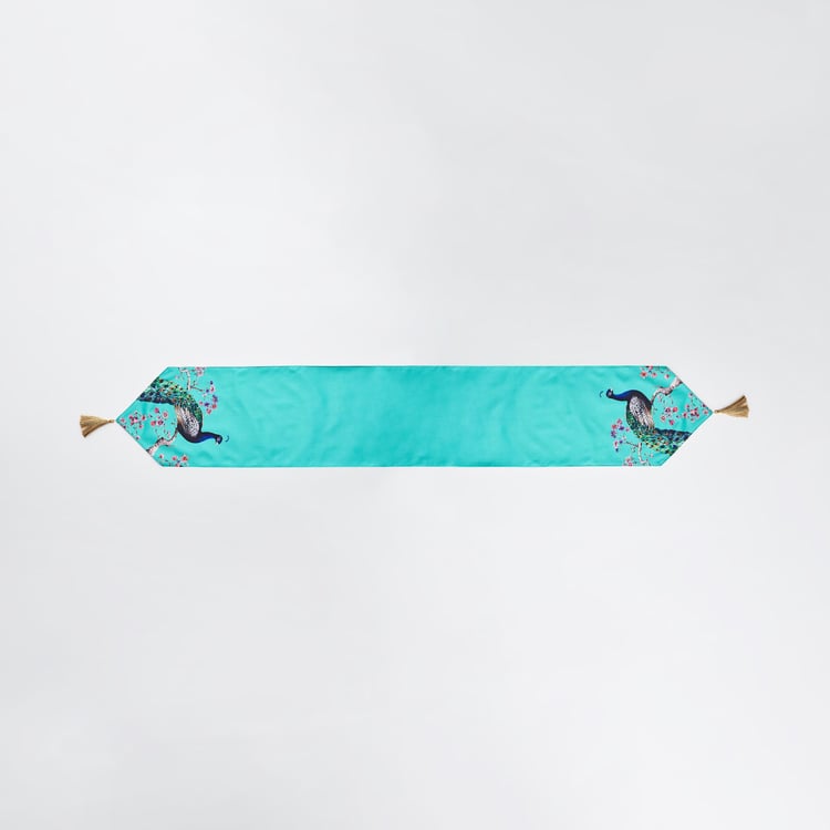 Moksha Peacock Digital Print Table Runner - 213x32 Cm