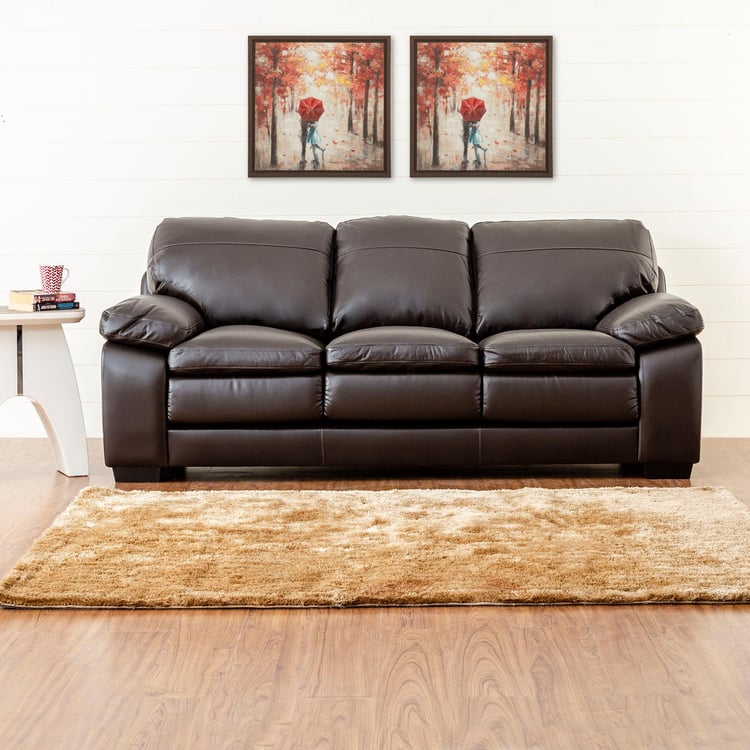 Bendigo Half Leather 3-Seater Sofa - Brown