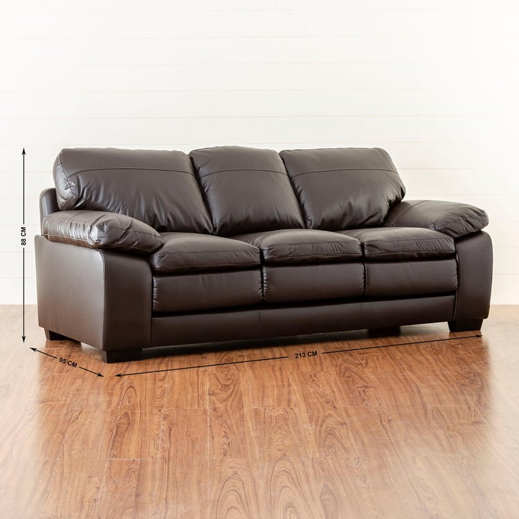 Bendigo Half Leather 3-Seater Sofa - Brown