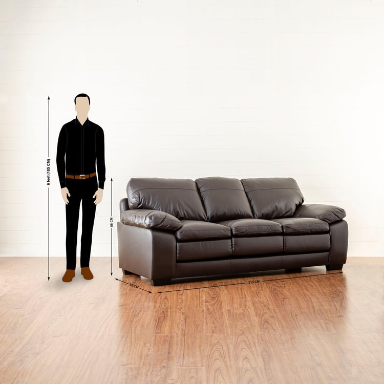 Bendigo Half Leather 3-Seater Sofa - Brown