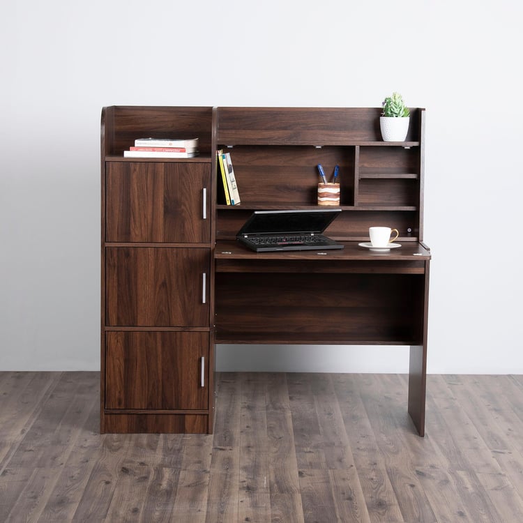 Lewis Melamine Finish Study Desk with Cabinet - Brown