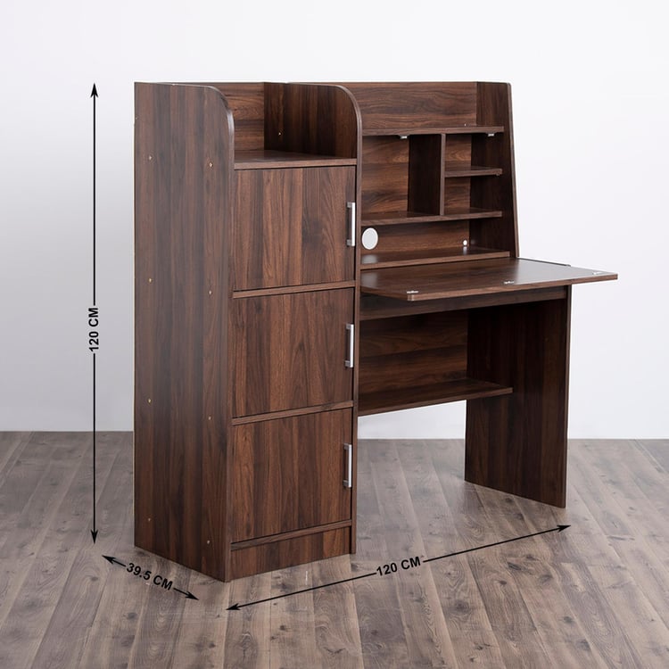 Lewis Melamine Finish Study Desk with Cabinet - Brown