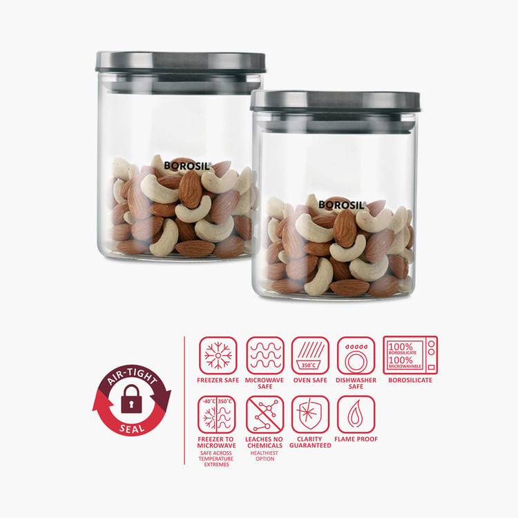 BOROSIL 2- Piece Classic Jar with Lid Set - 600ml