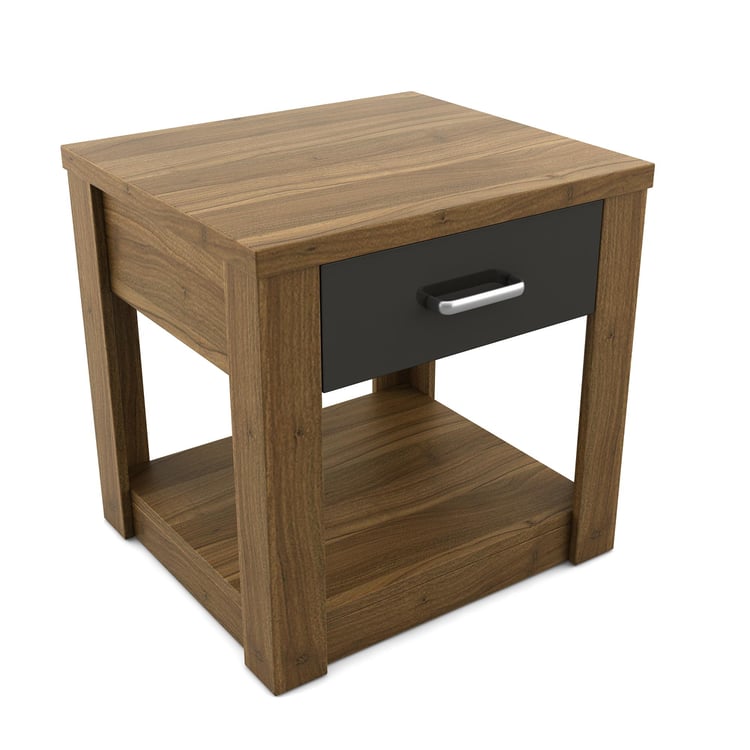 Quadro Bed Side Table with Drawer - Brown