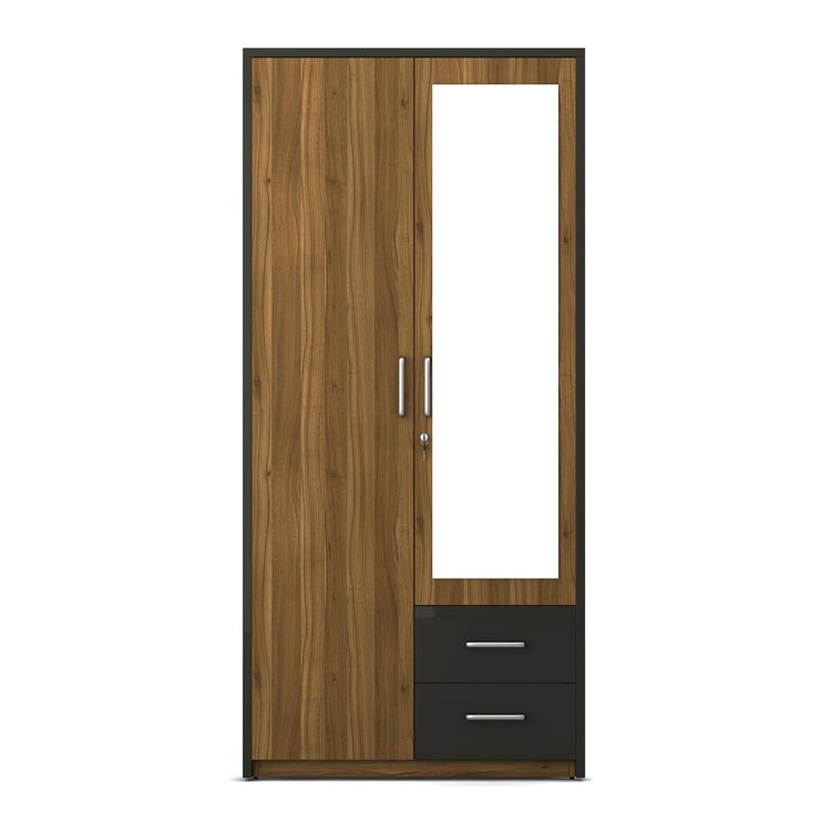 Quadro 2-Door Wardrobe with Mirror - Brown