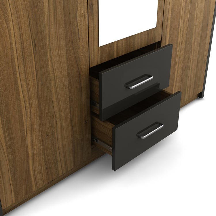 Quadro 3-Door Wardrobe with Mirror - Brown