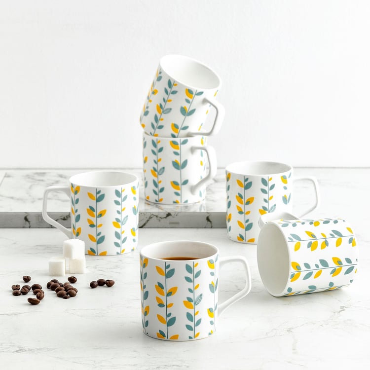 Corsica Mandarin Set of 6 Bone China Mugs - 230ml