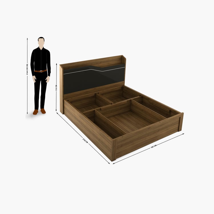 Quadro Aero King Size Bed with Hydraulic Storage - 180 x 195 cm - Brown