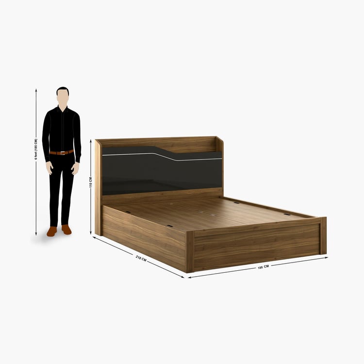 Quadro Aero King Size Bed with Box Storage -180 x 195 cm - Brown