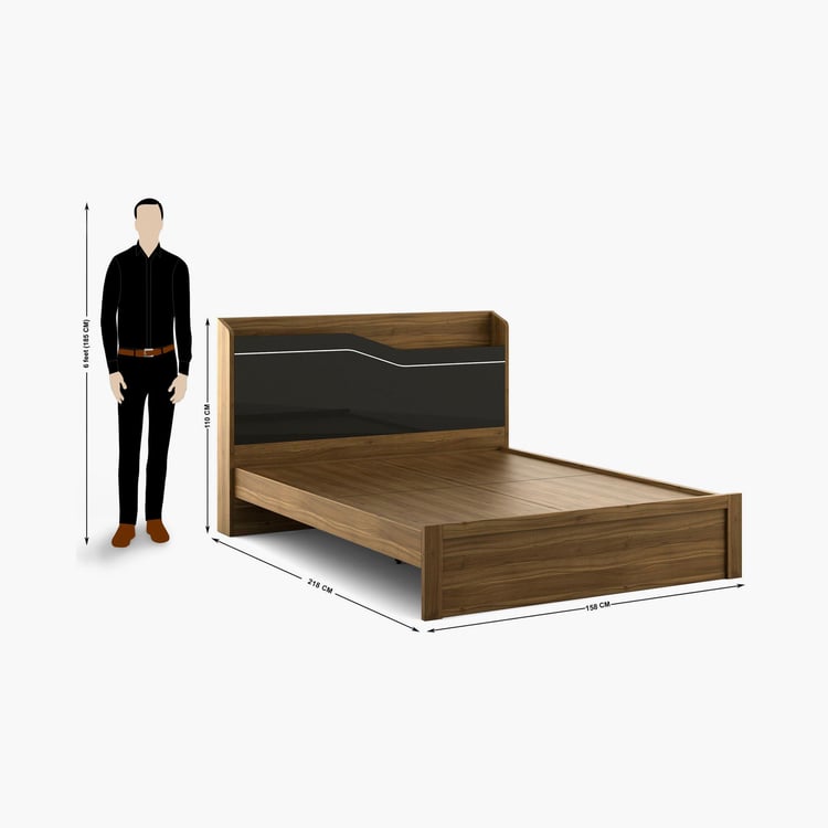 Quadro Aero Queen Size Bed without Storage - 150 x 195 cm - Brown