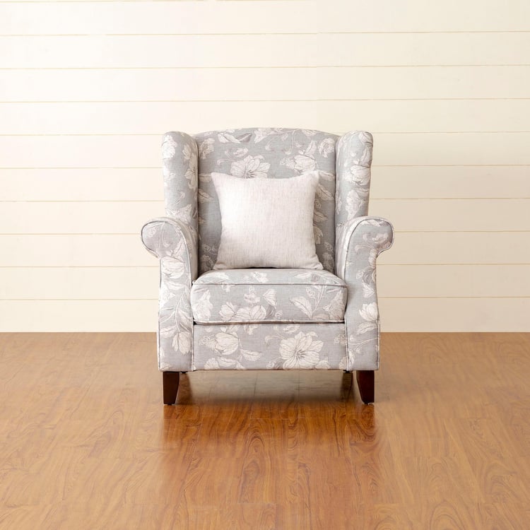 Botanical Fabric 1-Seater Armchair - Grey