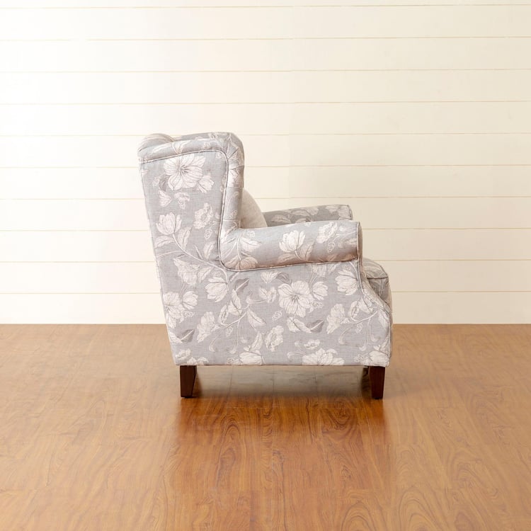 Botanical Fabric 1-Seater Armchair - Grey