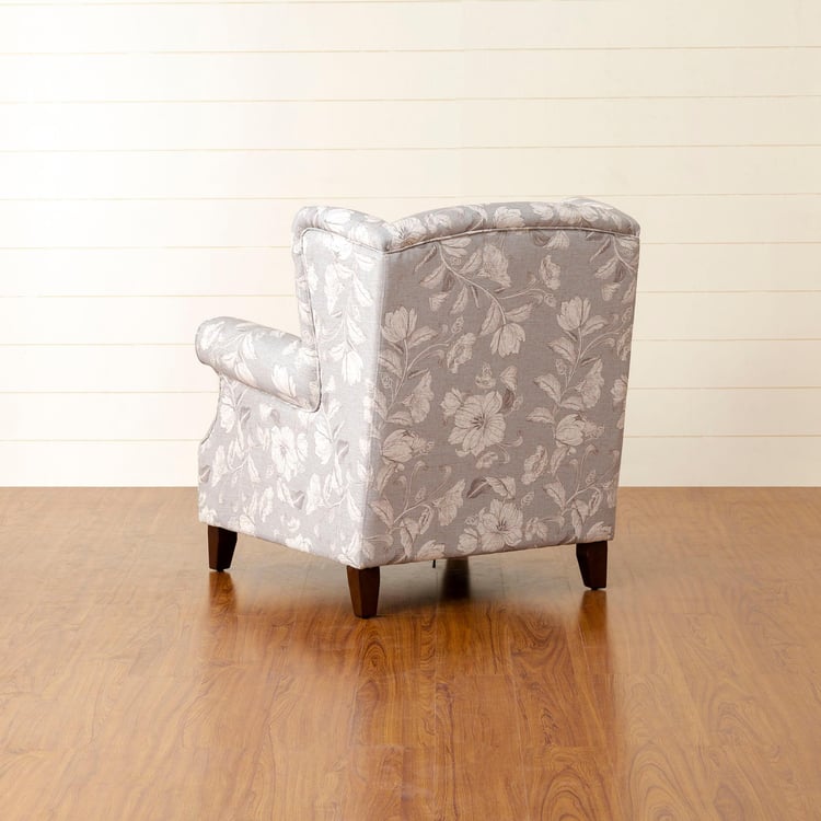 Botanical Fabric 1-Seater Armchair - Grey