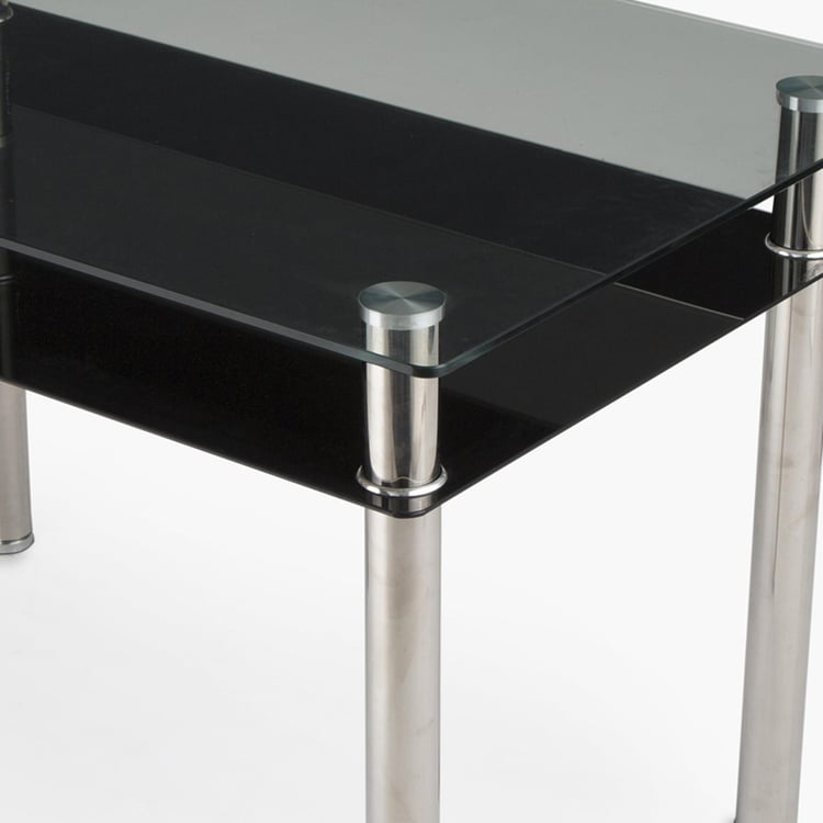 Floris Glass Top 4-Seater Dining Set with Chairs - Black