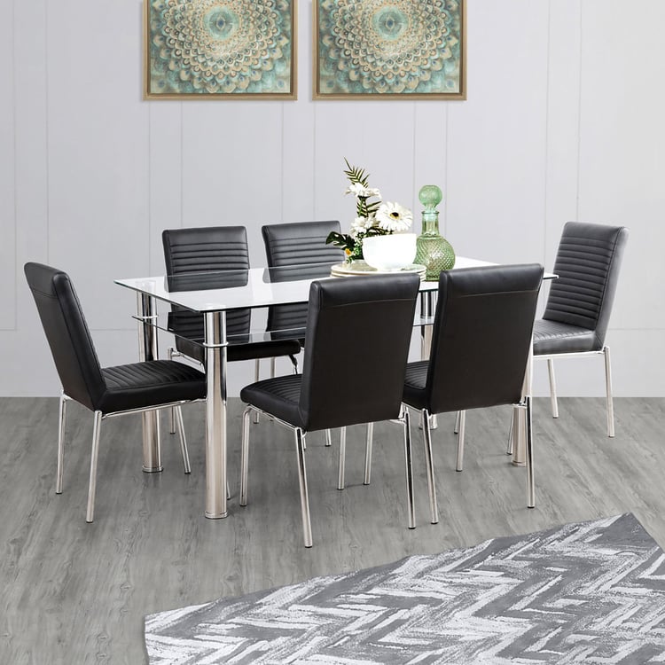 Floris Black Dining Table Set with 6 Chairs