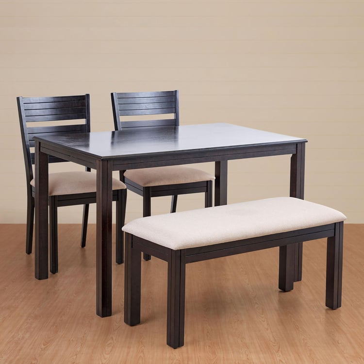 Montoya Rubber Wood 4-Seater Dining Set with Chairs and Bench - Brown