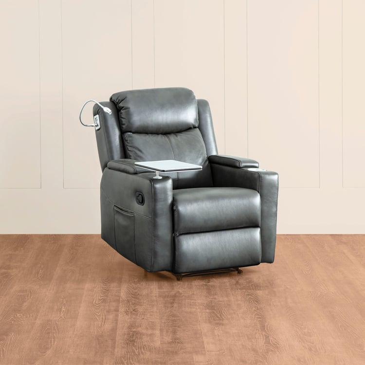 Derby One-Seater Recliner with Laptop Tray - Grey