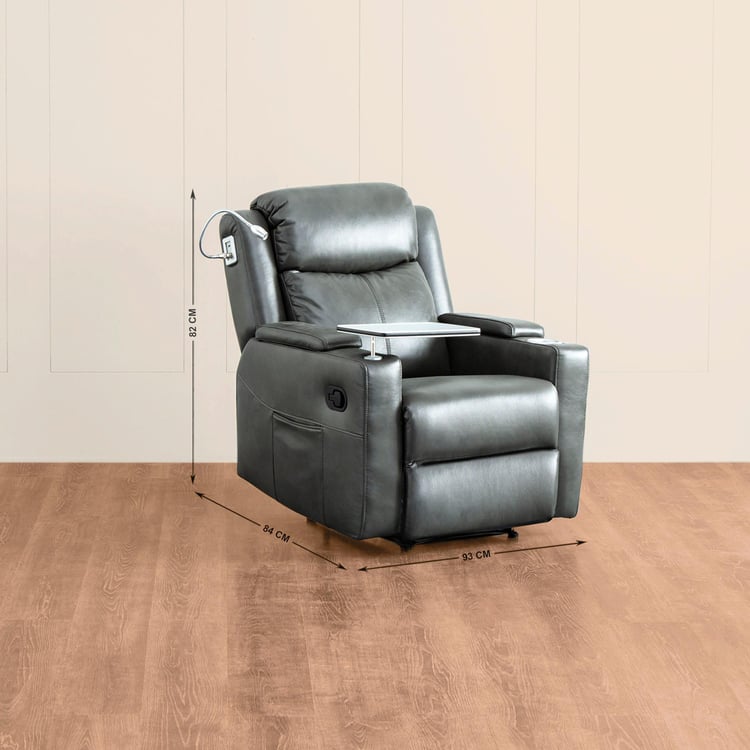 Derby One-Seater Recliner with Laptop Tray - Grey