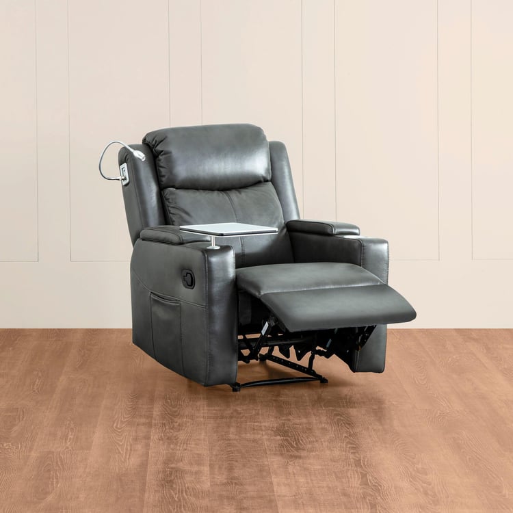 Derby One-Seater Recliner with Laptop Tray - Grey