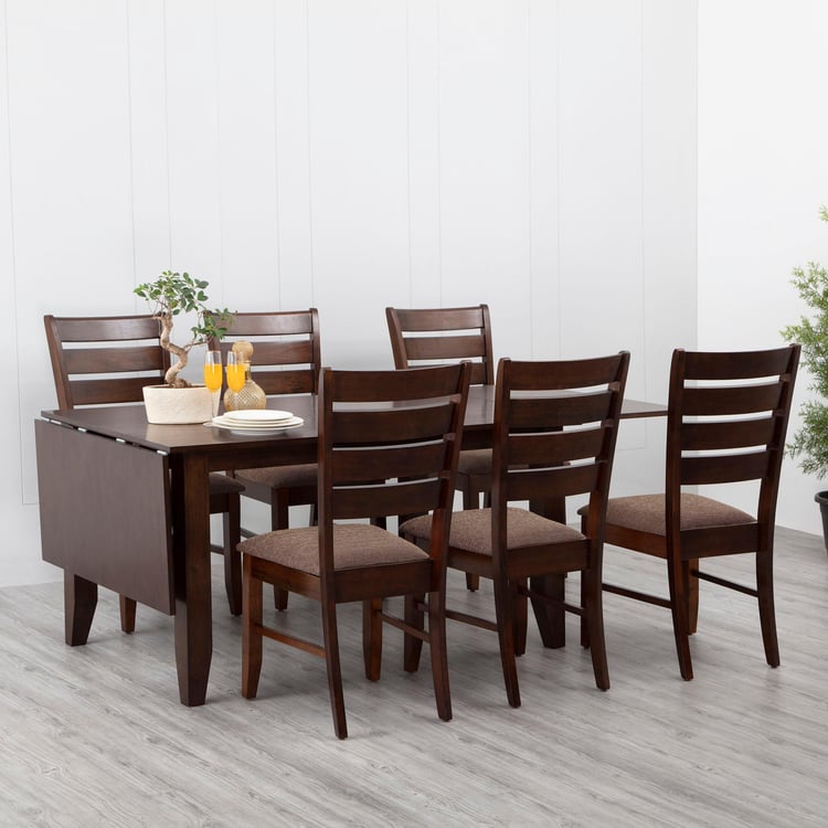 Butterfly 8-Seater Extentable Dining Table Set with 6 Chairs - Brown