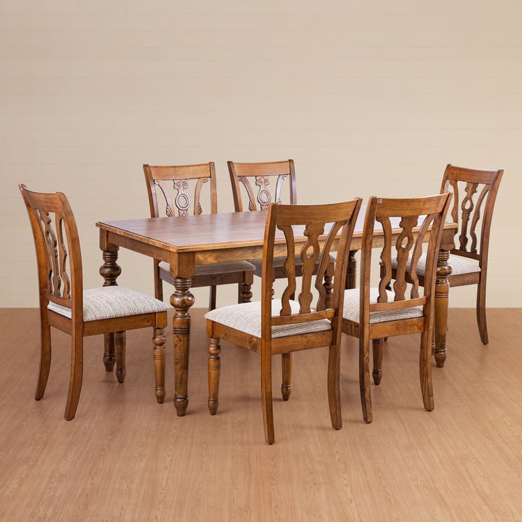 Tagetes 6-Seater Dining Set with Chairs - Brown