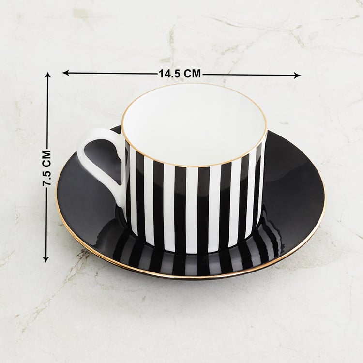 Andrey Charlie Bone China Striped Cup and Saucer - 250ml