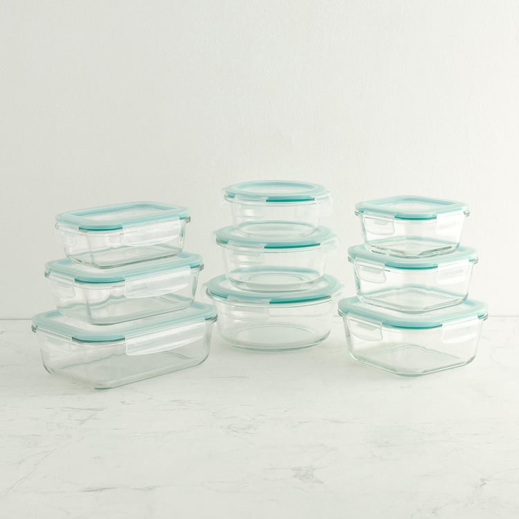 Wellness Transparent Glass Food Storage Containers - Set of 9