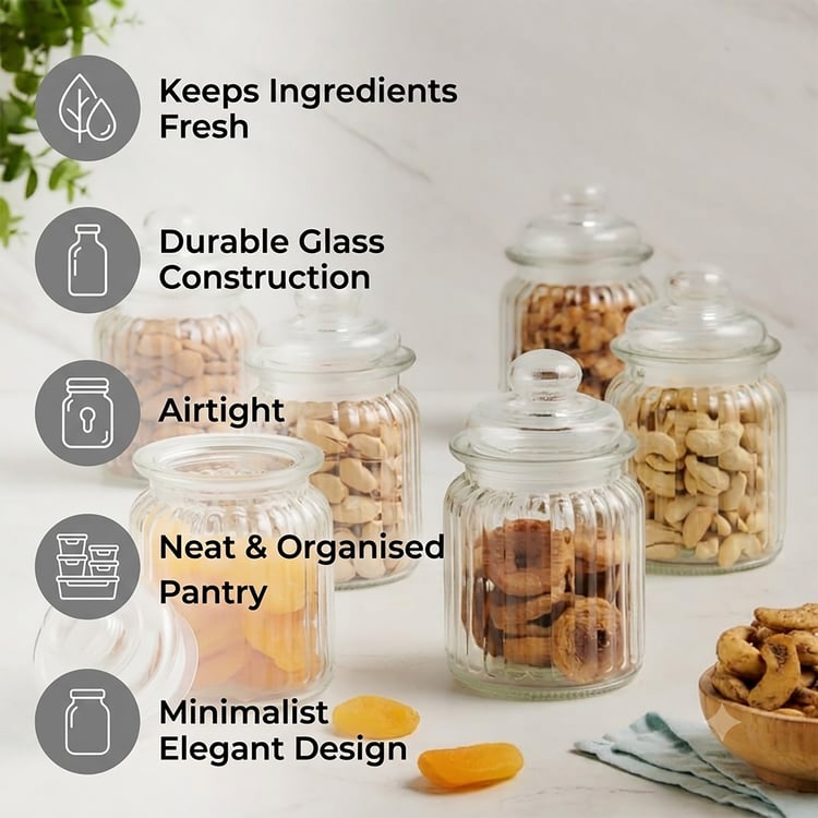 Marley Set of 6 Glass Storage Jars - 250ml