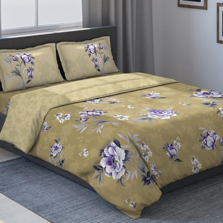 D'DECOR Classic Floral Print 4-Piece Bedsheet Set - 274 x 274 cm