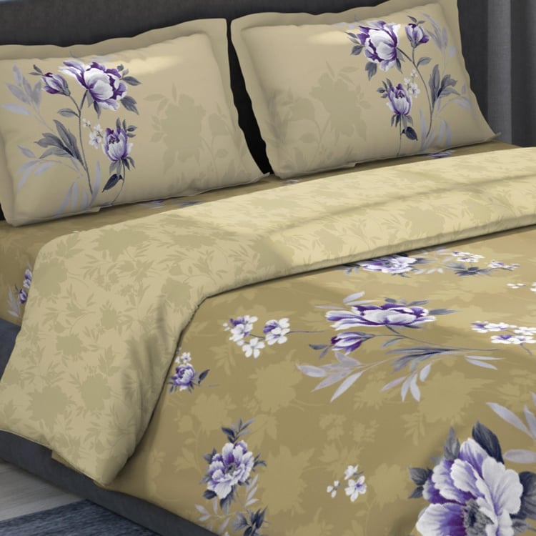 D'DECOR Classic Floral Print 4-Piece Bedsheet Set - 274 x 274 cm