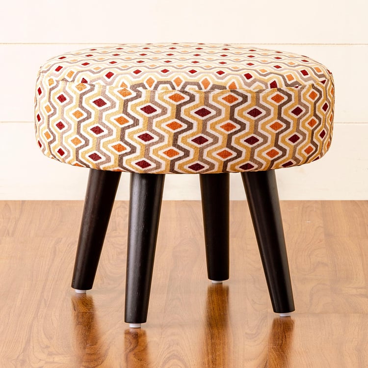 Hexa Textured Round Ottoman - Beige