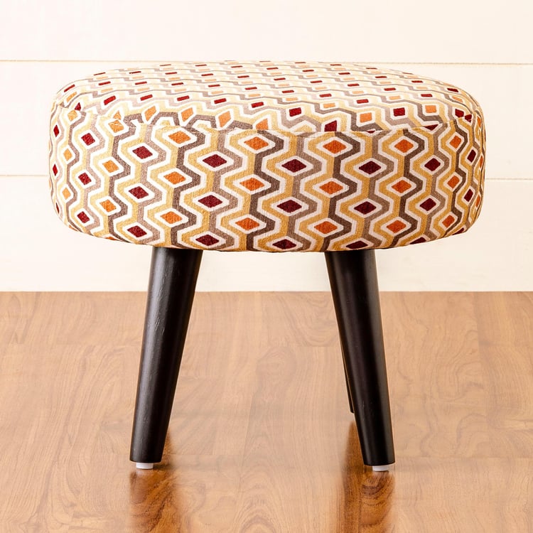 Hexa Textured Round Ottoman - Beige